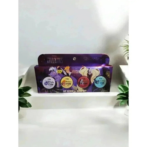 NEW Disney Villains Flavored Lip Scrub and Balm Set-Ursula/EvilQueen/Cruella/Mal - Picture 1 of 2